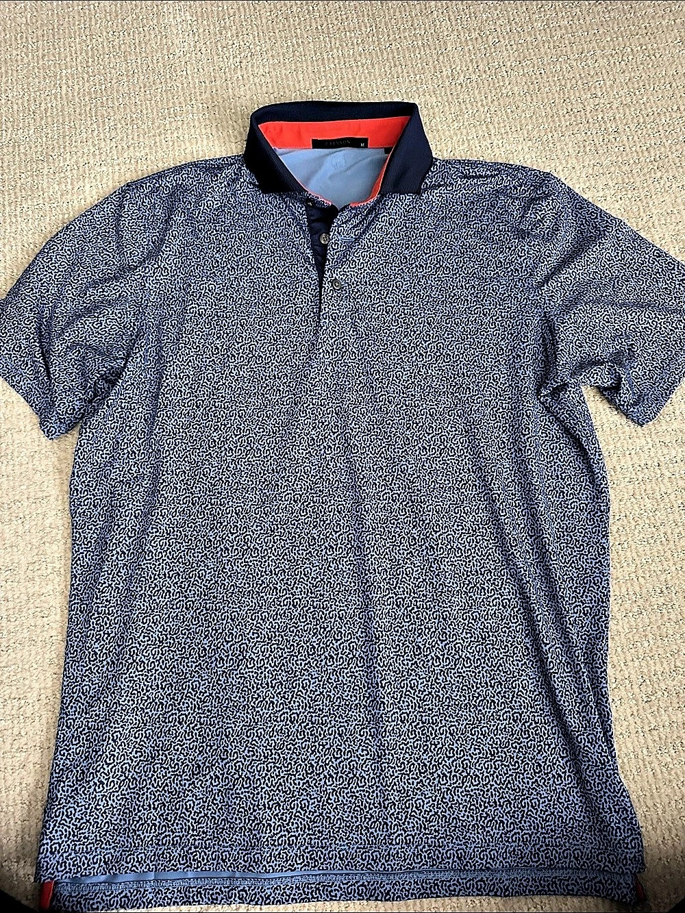 Greyson Coral Dreams Short Sleeve Polo Men's Blue Size Medium